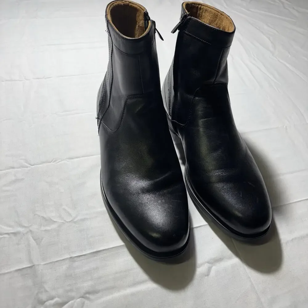 Florsheim 12140-001 Mens 11 D Black Leather Side Zip Dress Ankle Boots